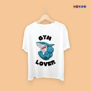 Gym Lover Shark Men's White Tshirt | Kolkata Dekho