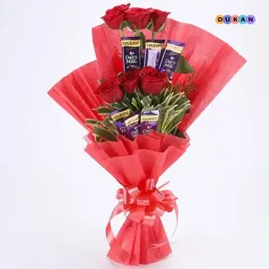 Red Roses with Dairy Milk Chocolate Bouquet for Gifting | Kolkata Dekho