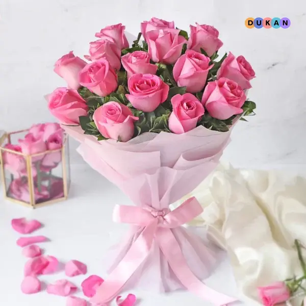 15 Fresh Pink Roses Flower Bouquet for Gifting Kolkata Dekho 1