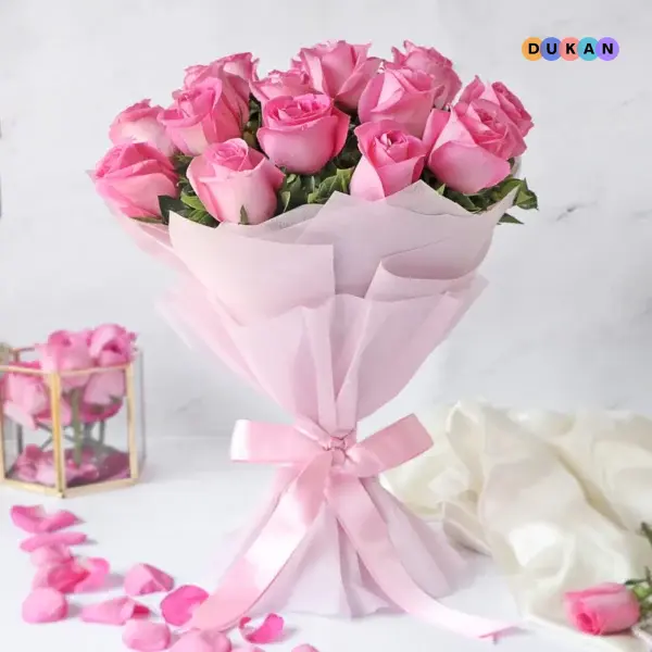 15 Fresh Pink Roses Flower Bouquet for Gifting Kolkata Dekho 3