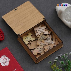 Brown Wooden 'Things I Love About You' Puzzle Gift Box - Perfect for Valentine's Day