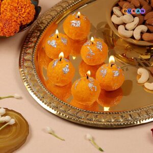 Artisanal Motichur Ladoo Candles - Hand-Poured Decorative Set of 6 | Kolkata Dekho