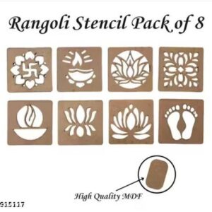 Rangoli stencil in use with colour powder