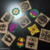 Rangoli stencil set, all 8 designs laid out