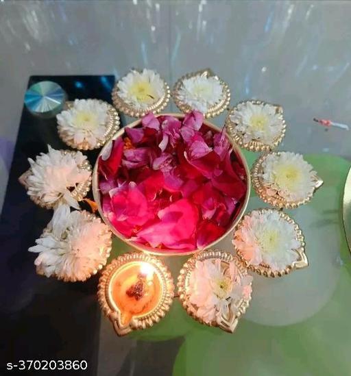 Flower Shape Urli Bowl Diya for Diwali Table Decor 4 Metal diya bowl, empty view showing shape
