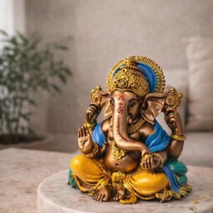 Hand-painted Ganesh idol, front view