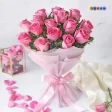 15 Fresh Pink Roses Flower Bouquet for Gifting | Kolkata Dekho