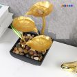 Golden Tabletop Leaf Water Fountain with Natural Rocks | Kolkata Dekho