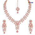 Rose Gold Mint Pink Diamond Necklace Set for Women | Kolkata Dekho